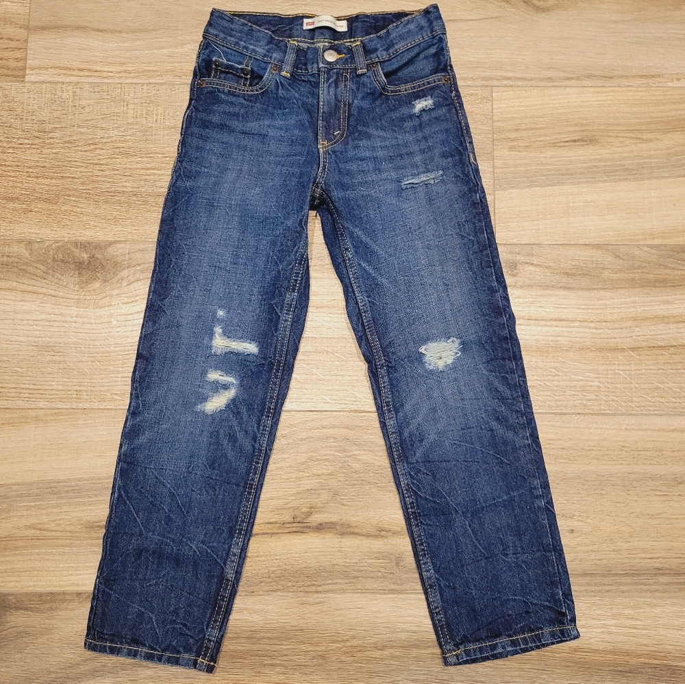 Levi's Distressed 502 Regular Taper Denim Jeans Unisex Kids 7